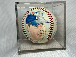 Nolan Ryan Hand Painted Portrait on Baseball Art JORSAK 94/100 Texas Rangers - £95.88 GBP
