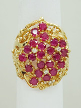 3.36ctw Natural Heat-Treated Ruby &amp; Diamond Cluster Ring 14k Size 7.5 - £759.38 GBP