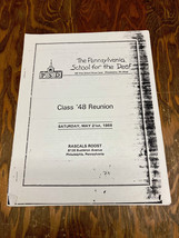 The PA school for the deaf class of 48 reunion print out booklet May 1988 - $19.75