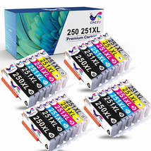 24 New Ink 4-Set +Chip For Pgi-250 Cli-251 Canon Mg6320 Mg7120 Mg7520 Grey - £29.89 GBP