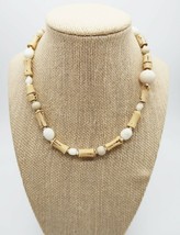 Vtg Signed Miriam Haskell faux bone &amp; white beaded choker necklace - £117.98 GBP