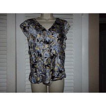 Talbots 100% Pure Silk floral cap sleeve blouse 8 Soft Glam Retro - $14.86