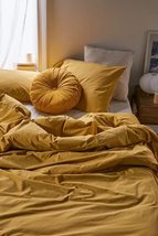 Mustard Washed 100% Cotton Duvet Cover - Duvet Cover with Buttons- Duvet... - £49.34 GBP+