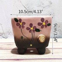 Korean Ins Hand Painted Flower Succulent Square Flower Pot Vintage Green Plant C - £29.34 GBP