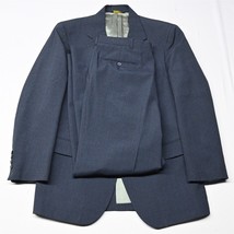 Vtg 80s 38R 32x30 Blue Stripe Wool Mens Jacket Pants Suit - $84.99