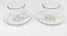 2 Imperial Crystal Candlewick Coffee Cups Saucers After Dinner Demitasse 400/37 - £11.89 GBP