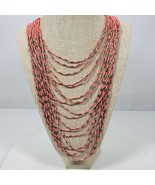 Pink &amp; Gold Draping Statement Necklace Multi Strand 22 Inch (Shortest St... - $270.26 MXN