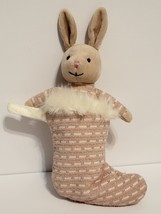 Jellycat 10&quot; Bunny Shimmer Stocking Plush Rabbit Pink Nursery Great Condition - $15.83