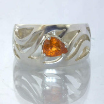 Spessartite Garnet Fanta Pear 925 Silver Unisex Ajoure Ring size 6.25 Design 431 - £70.96 GBP