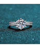GRA Certified Round Cut Pave 0.5 /1/ 2ct Moissanite S925 Engagement Ring - $65.00+