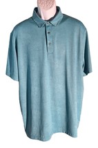 WALTER HAGEN 11 Men&#39;s Short Sleeve Button Down Golf Polo Shirt Blue XL - £11.59 GBP