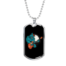 Musician Necklace Wolf Bass Necklace Stainless Steel or 18k Gold Dog Tag 24" Ch - £37.92 GBP+