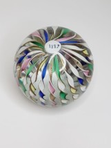 1887 Fratelli Toso Murano Art Glass Cube Zanfirico Twisted Ribbon Paperweight - £133.08 GBP