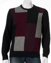Mens Sweater Dockers Black Red Gray Square Crewneck Long Sleeve $55-size S - £20.90 GBP