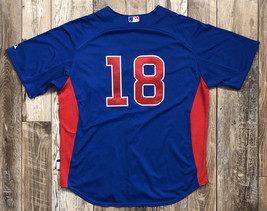 Chicago Cubs #18 Majestic Authentic Jersey Blue Engineered Exclusively -... - $89.09