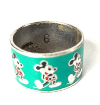Mickey Mouse Cloisonne / Enamel Wedding Band Metal Ring - Size 6 (Circa 1970&#39;s) - £36.38 GBP