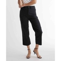 QUINCE Black Organic Stretch Cotton Twill Wide Leg Cropped Pants - size 32 - £31.13 GBP