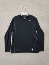 Nike Pro Combat Hyperwarm Fitted Shirt Mens M Black Dri Fit Logo Swoosh - £22.34 GBP