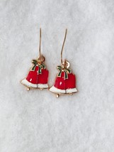 Xmas In July!! Gold Christmas Bell Drop Earrings Red White Reduced!! - £2.29 GBP
