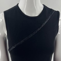 DKNY Cocktail Dress Size P (0/2) Black Sleeveless Sequin Stripe Detail Side Slit - £23.27 GBP