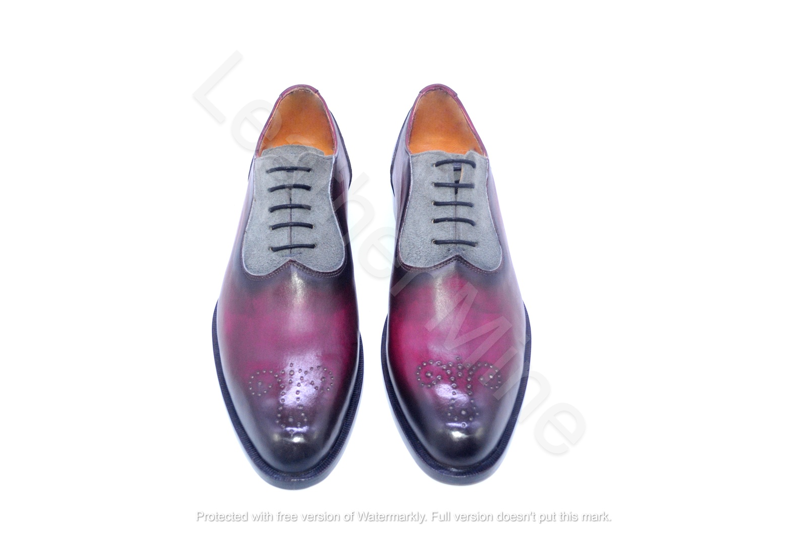 Handmade Men's Burgundy Patina Leather Oxford Dress Formal Shoes For Men