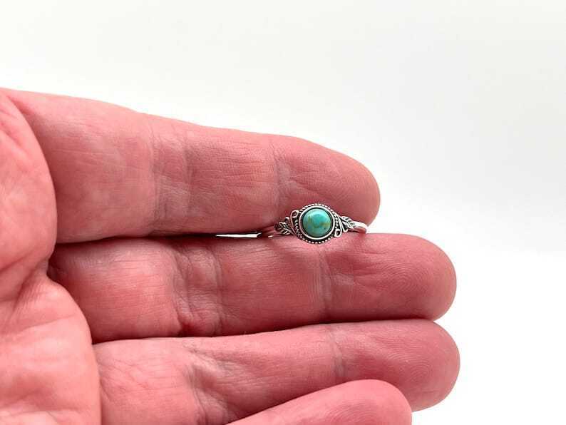 Bague AUTHENTIQUE en argent sterling 925 vert turquoise fait main forme ovale