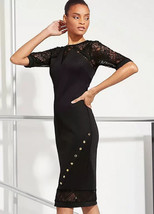 Stella Julien Macdonald Pizzo Nero Inserto Vestito Con Dettaglio Borchie UK 8 ( - $39.28