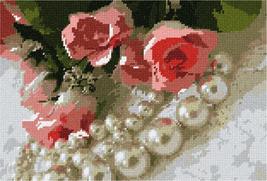 Pearls Flowers Needlepoint Canvas - £74.81 GBP+