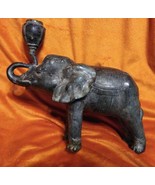 Asian Elephant Trunk Up Candlestick Bronze Art Sculpture Statue Figure F... - $1,546.96 MXN