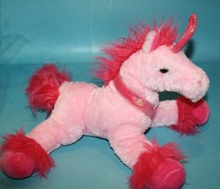 Unicorn Pink Valentine Plush Hearts Collar Soft Toy 12" Stuffed Burton & Burton - $17.42