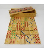 Giant Color Dominoes with Wood Box 3&quot; x 1.75&quot; Color Dots Wooden Double Six - $385.67 MXN