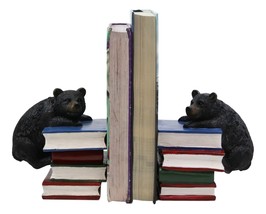 Ebros Rustic Wildlife Bear Cubs Climbing Stack Of Books Bookends 2 Figurine Set - £51.14 GBP