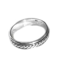 Sterling Silver Balinese Slanted Dash Band Spinner Ring - £32.48 GBP