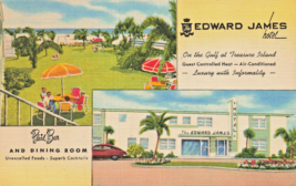 St Petersburg Florida~Edward James HOTEL-TREASURE ISLAND-ART DECO~1940s Postcard - £7.99 GBP
