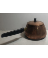 Copper Pot Mid Century Modern with Lid Brass Handle Perk Swiss Made Swit... - $390.22 MXN