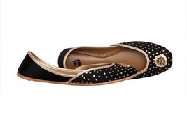 Sequins Spectrum - Black Gold Sequins Ballet Flats / Black Mojari / Black Khussa - £94.64 GBP