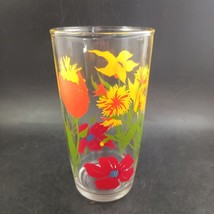 Libby Replacement Water 6&quot; Highball Glass Vintage Poppy Tulip Daisy Daff... - $12.00