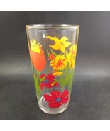 Libby Replacement Water 6&quot; Highball Glass Vintage Poppy Tulip Daisy Daff... - $12.00