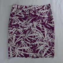 LOFT 12 Purple White Abstract Leaf Plant Print Pencil Straight Skirt - $19.10