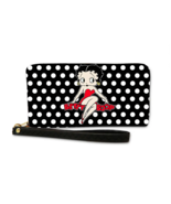 Betty Boop wallet zipper closure credit card slots Black white dots - $418.73 MXN