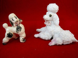 Poodle Dog Puppies Fun Figurines Vintage Lot of 2 Mid-Century Japan  - $25.95