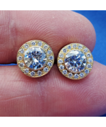 Earth mined Diamond Deco Bezel set Halo Studs Vintage Style Earrings 18k... - $21,380.12 CAD