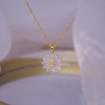Shiny Side New Accessories Crystal Flower Pendant&amp;necklaces for Women Simple Sty - £12.52 GBP