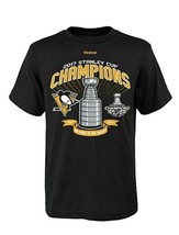 Reebok Pittsburgh Penguins 2017 Stanley Cup Champions Big Trophy T-Shirt Boys M - £9.11 GBP