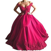 Plus Size Beaded Lace Off The Shoulder Long Prom Evening Dresses Fuchsia US 22W - £111.46 GBP