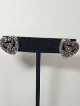 Avon Hearts Adorned with Marcasite and Pink Zirconia Set in an Antique Silver  - $15.99