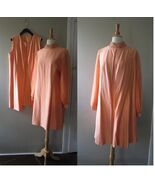 Vtg 1960s Peach beaded cocktail Dress &amp; overcoat Set fits L - $173.25