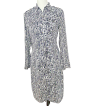 Jones New York Shirt Dress Women’s 4 Long Sleeve Roll Tab Lined Blue White - £11.67 GBP