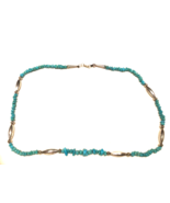 Sterling Silver Southwestern Turquoise and Silver Beads 22” Vintage Hand... - $1,209.13 MXN