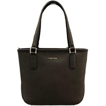 Calvin Klein Saffiano Leather Tote Shoulder Bag Black Regular Size - $140.98